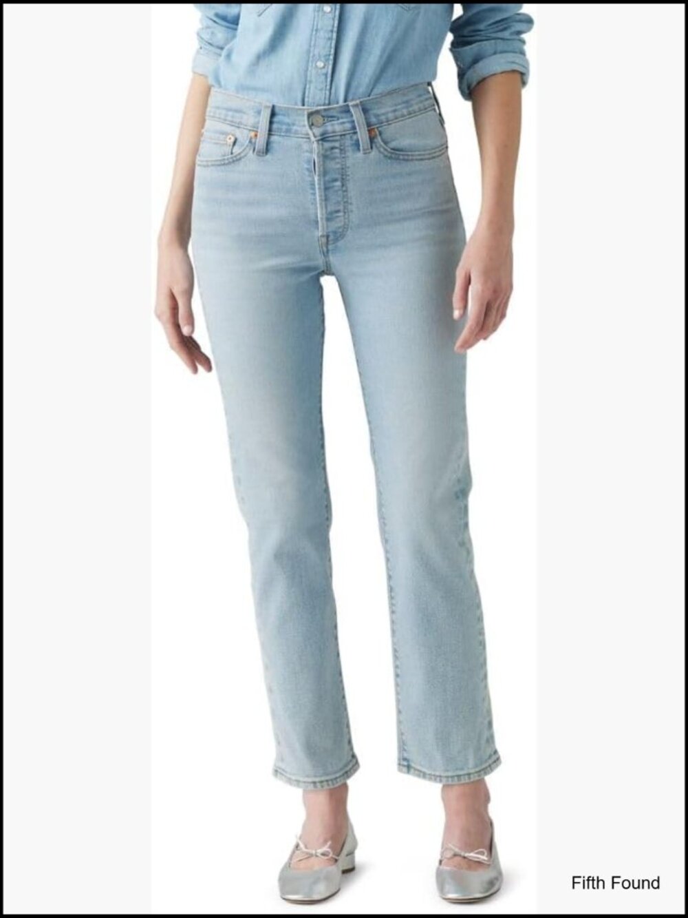 High Rise Wedgie Straight Jeans Snug Fit Stretch Cotton